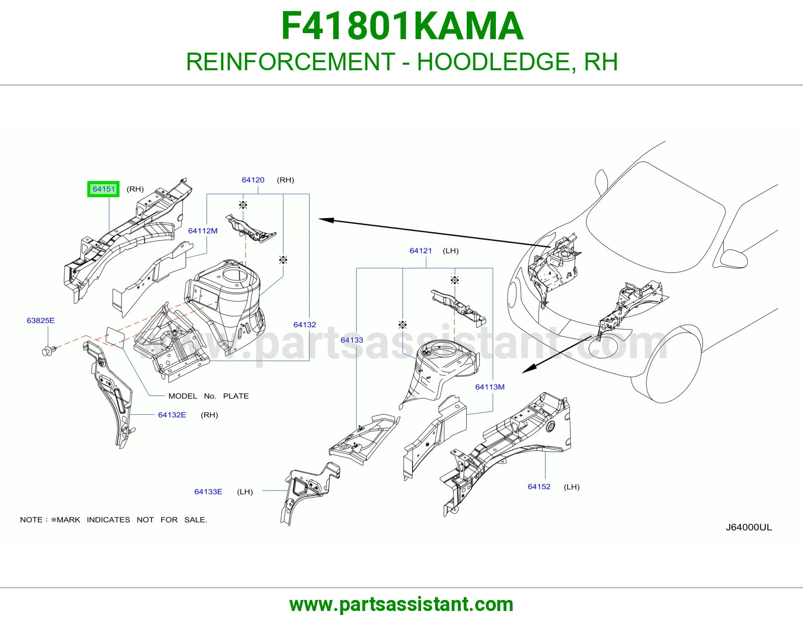 تقوية حافة حوض كبوت يمين F41801KAMA