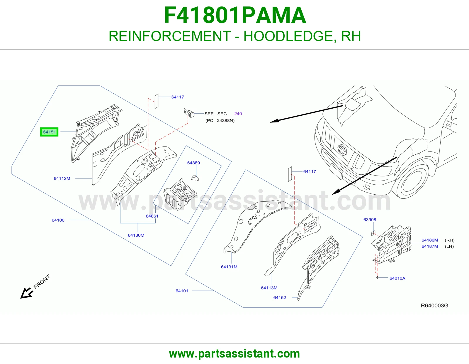 تقوية حافة حوض كبوت يمين F41801PAMA