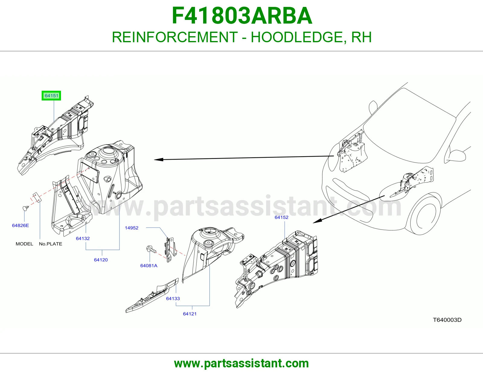 تقوية حافة حوض كبوت يمين F41803ARBA