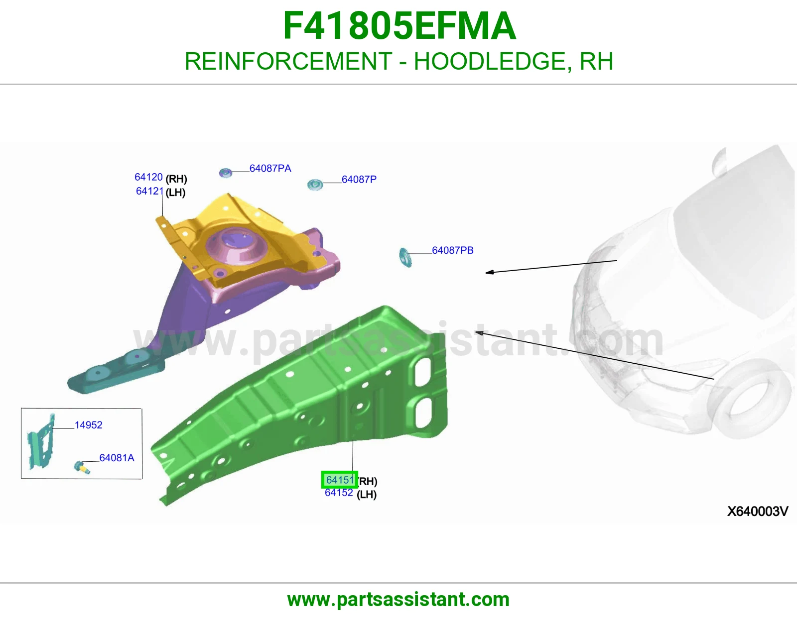 تقوية حافة حوض كبوت يمين F41805EFMA