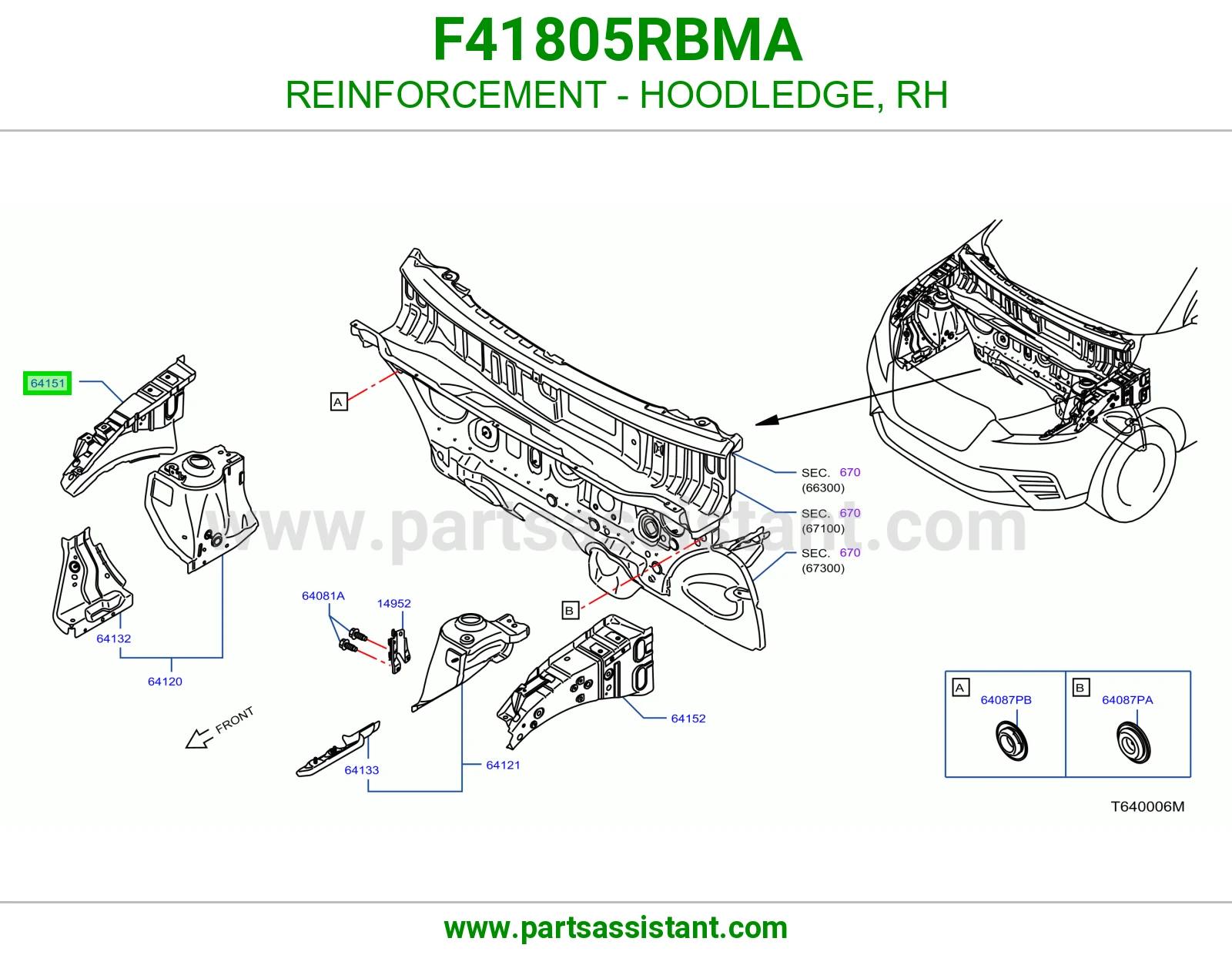تقوية حافة حوض كبوت يمين F41805RBMA
