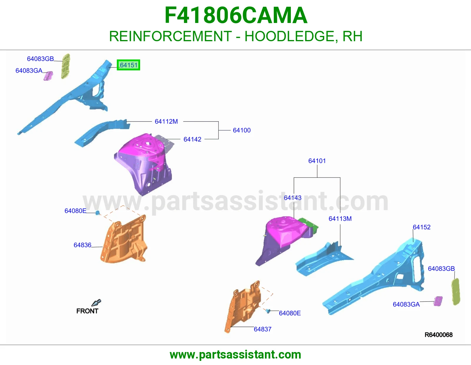 تقوية حافة حوض كبوت يمين F41806CAMA