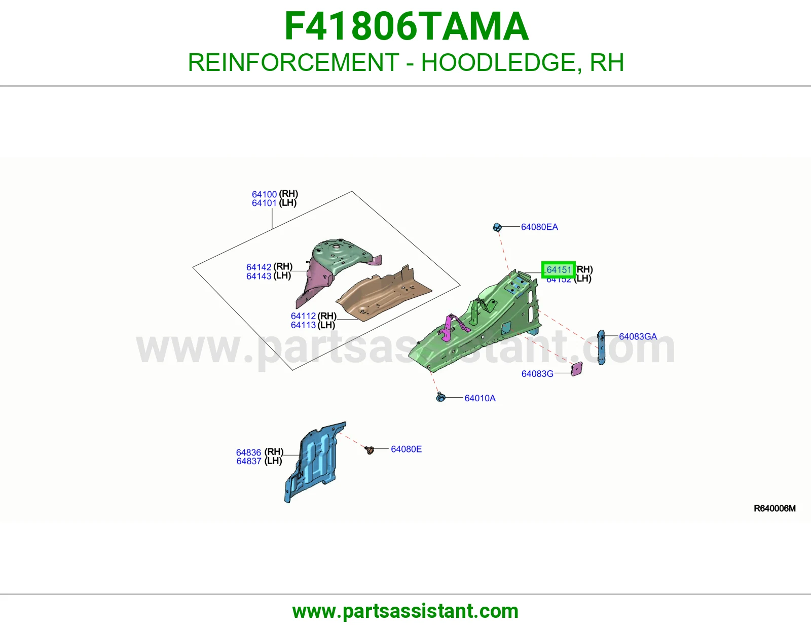 تقوية حافة حوض كبوت يمين F41806TAMA