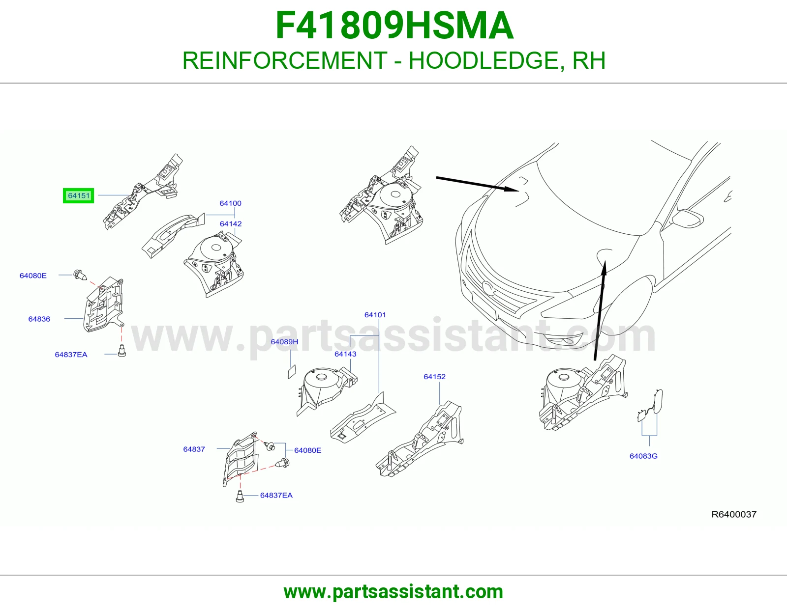تقوية حافة حوض كبوت يمين F41809HSMA