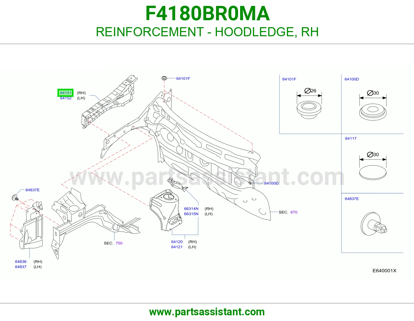 تقوية حافة حوض كبوت يمين F4180BR0MA