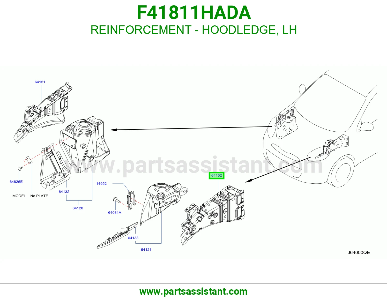 تقوية حافة حوض كبوت يسار F41811HADA