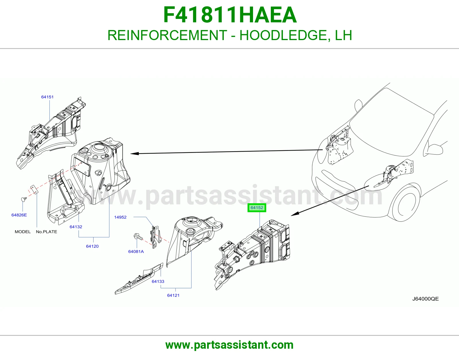 تقوية حافة حوض كبوت يسار F41811HAEA