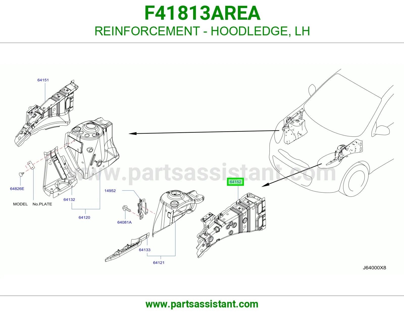 تقوية حافة حوض كبوت يسار F41813AREA