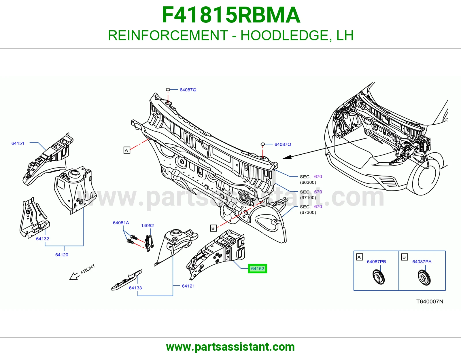 تقوية حافة حوض كبوت يسار F41815RBMA