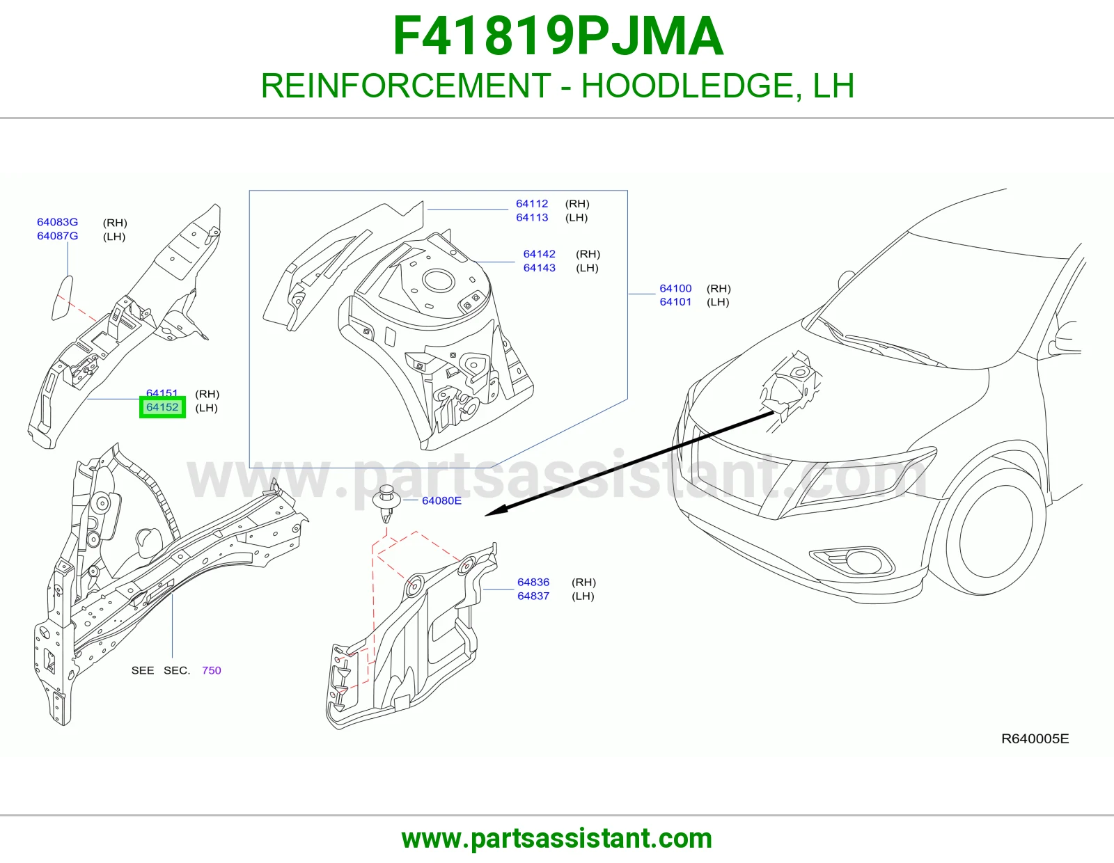 تقوية حافة حوض كبوت يسار F41819PJMA
