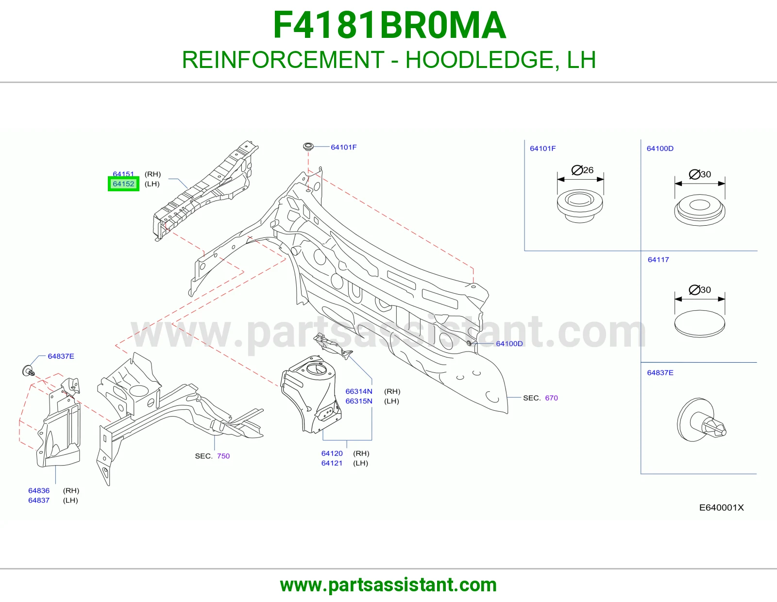تقوية حافة حوض كبوت يسار F4181BR0MA