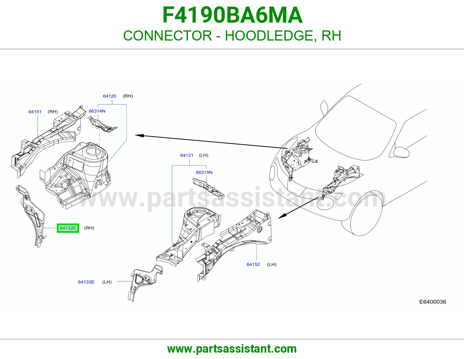 فيش حافة حوض كبوت يمين F4190BA6MA