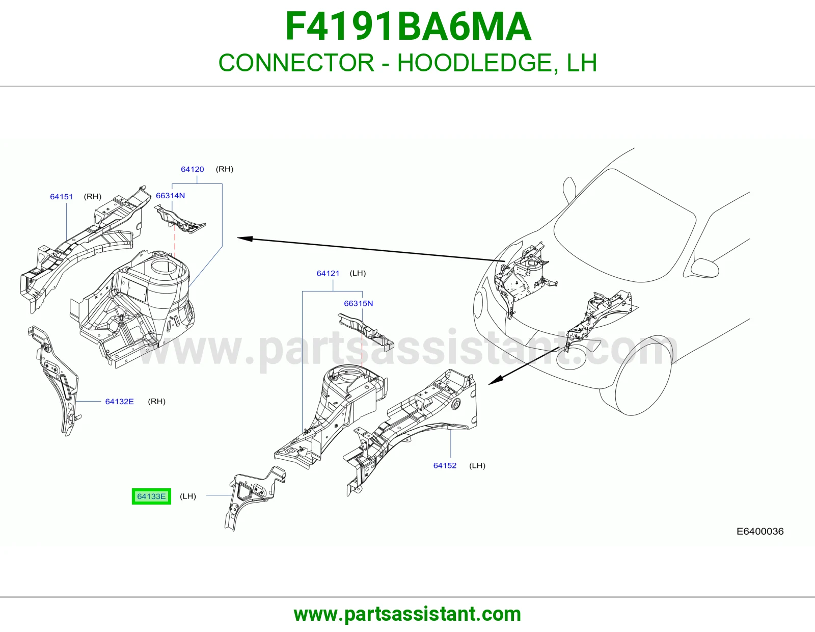 فيش حافة حوض كبوت يسار F4191BA6MA