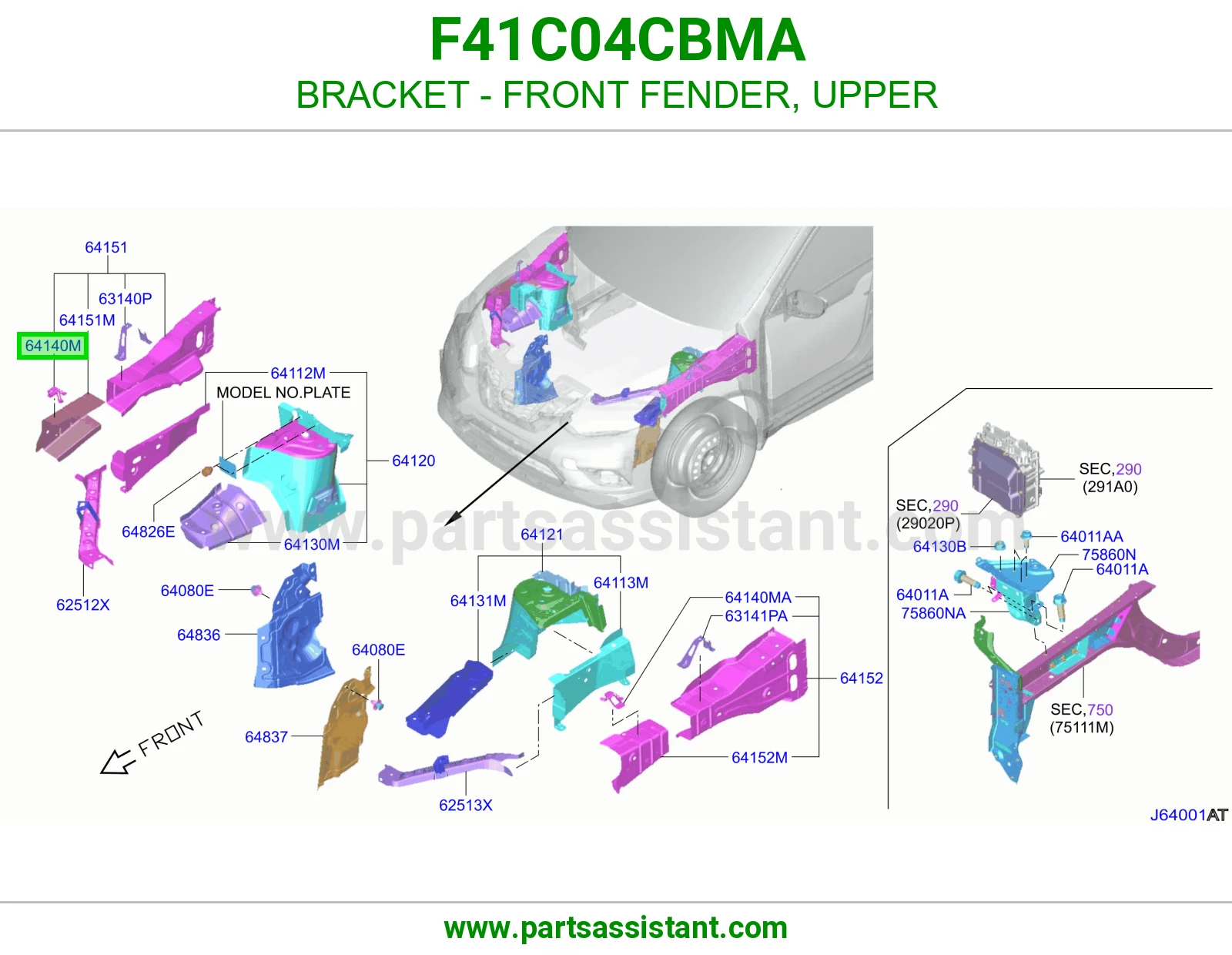 BRACKET - FRONT FENDER, UPPER F41C04CBMA