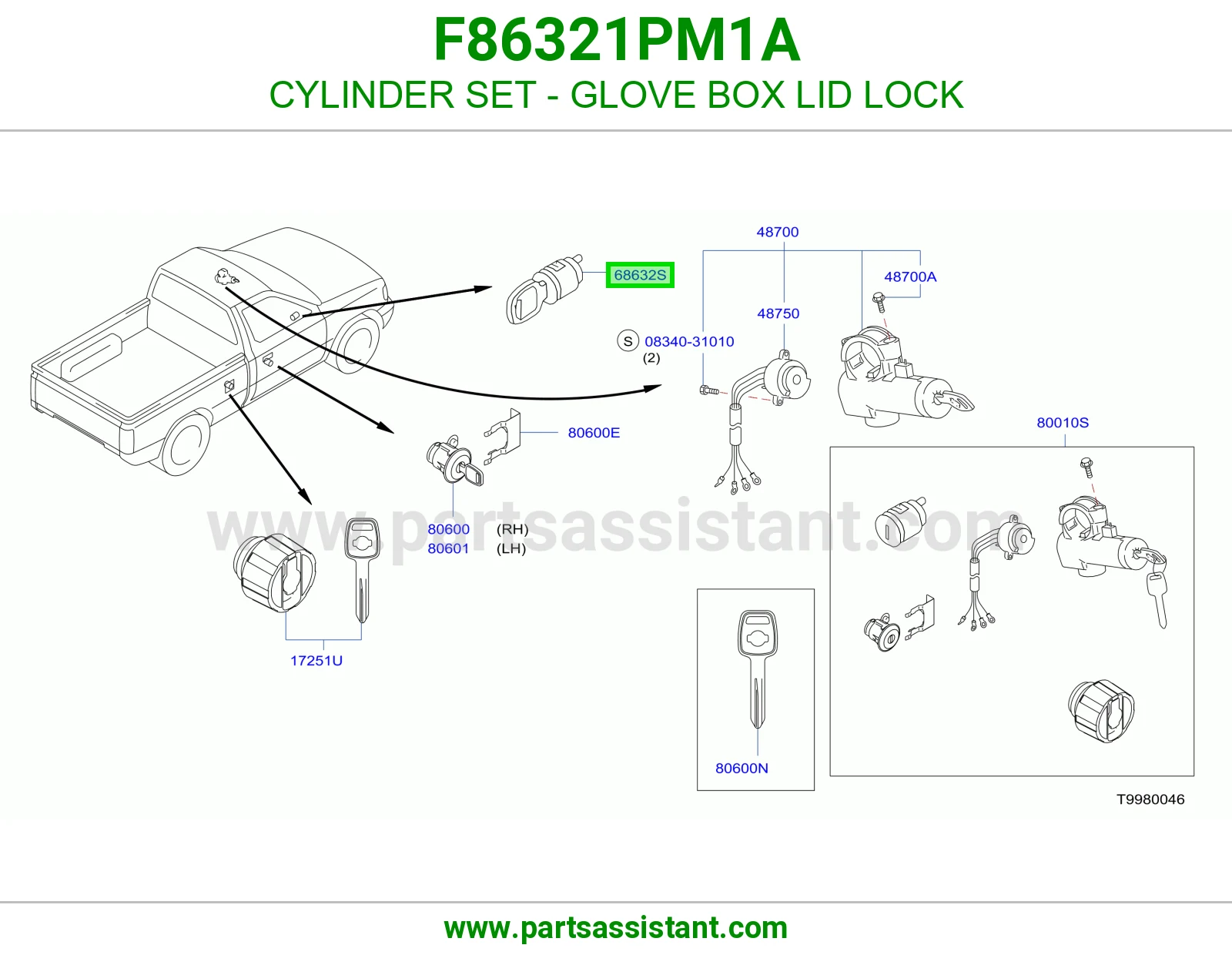 قفل درج بالمفتاح F86321PM1A