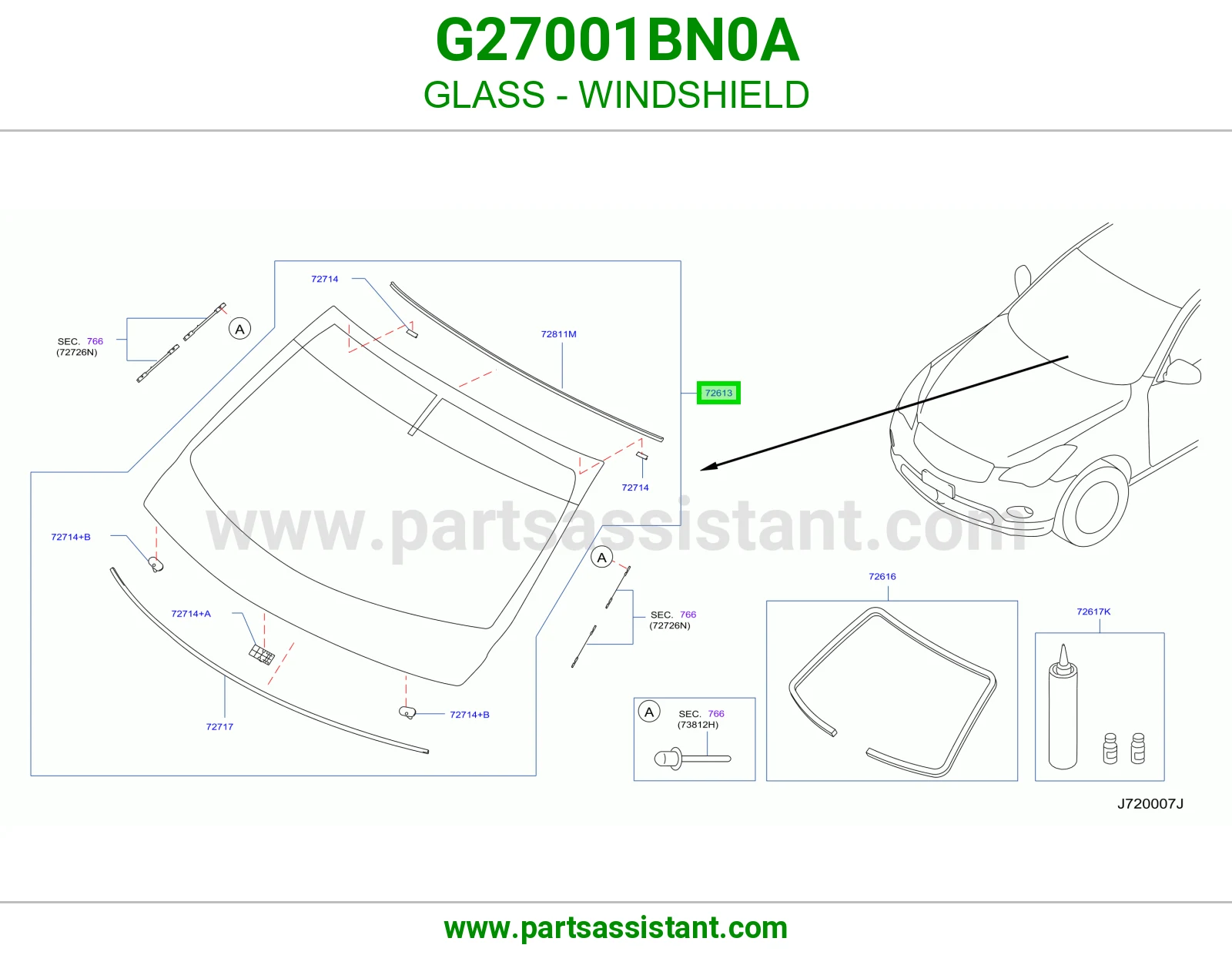 GLASS - WINDSHIELD G27001BN0A