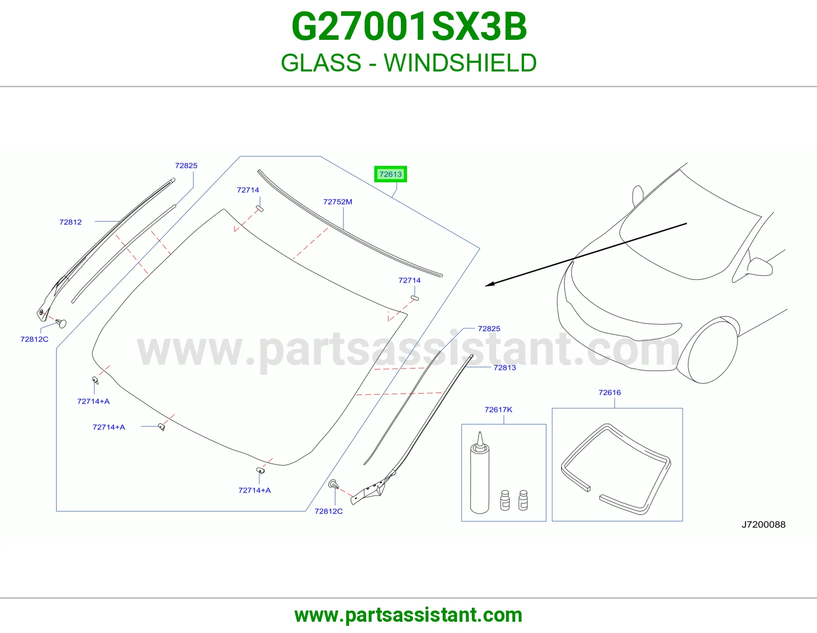 GLASS - WINDSHIELD G27001SX3B