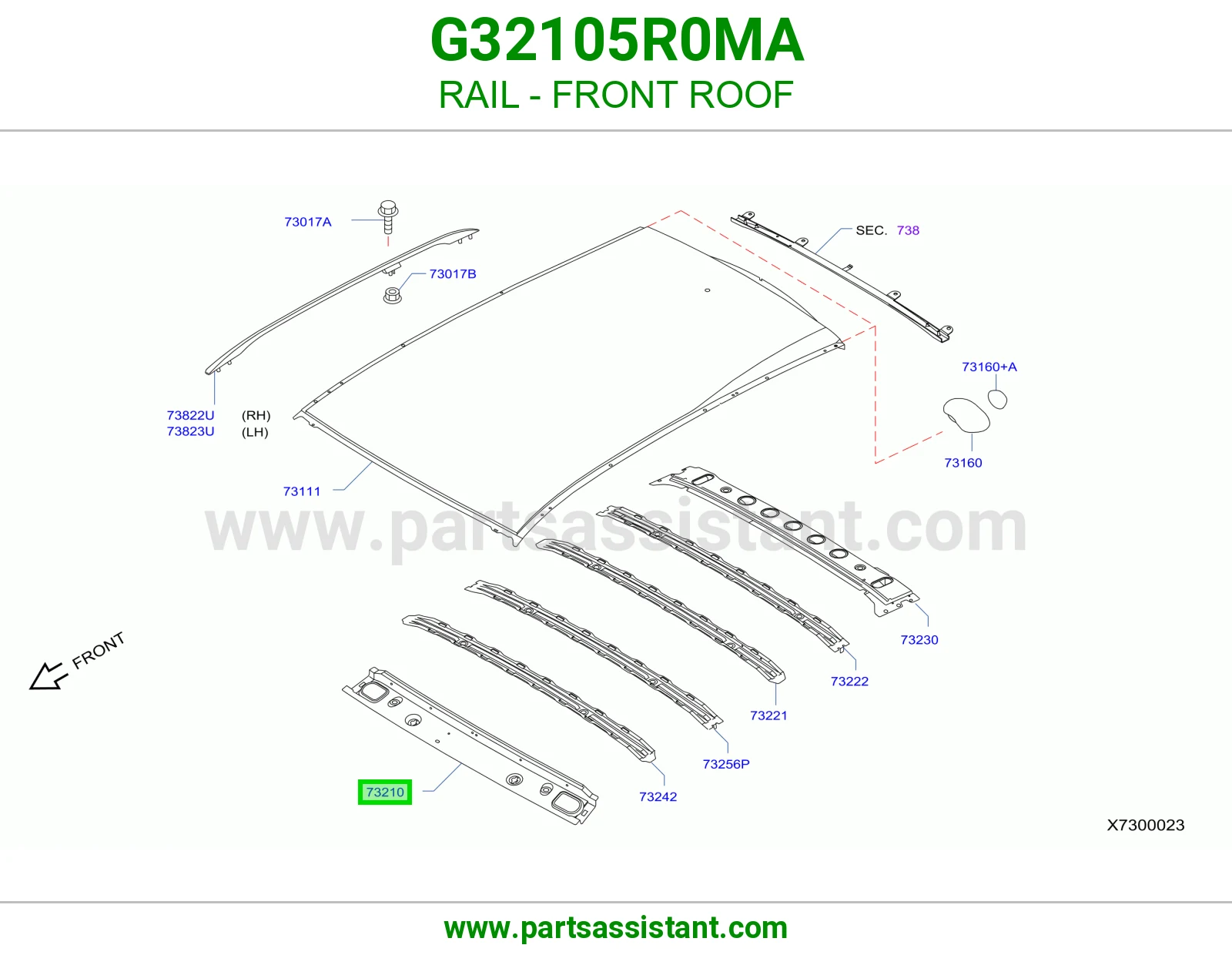 سكة سقف أمامي G32105R0MA