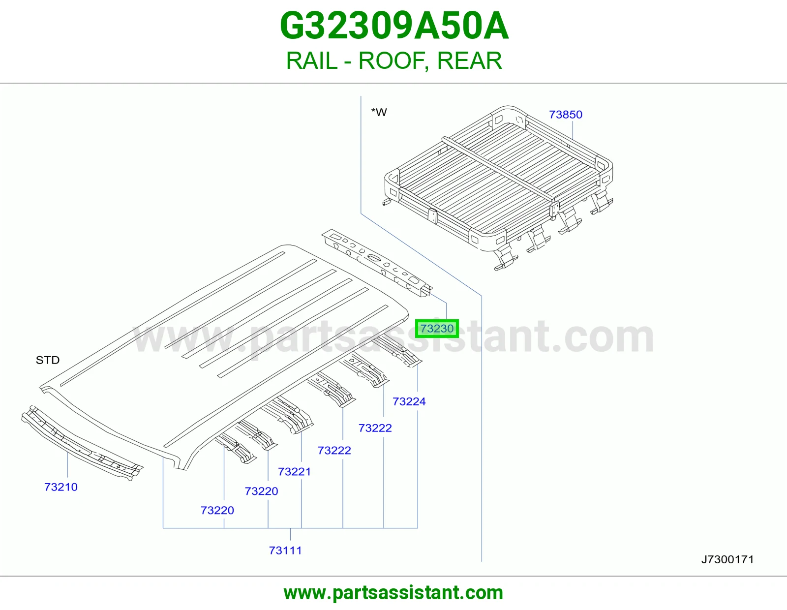 سكة سقف خلفي G32309A50A