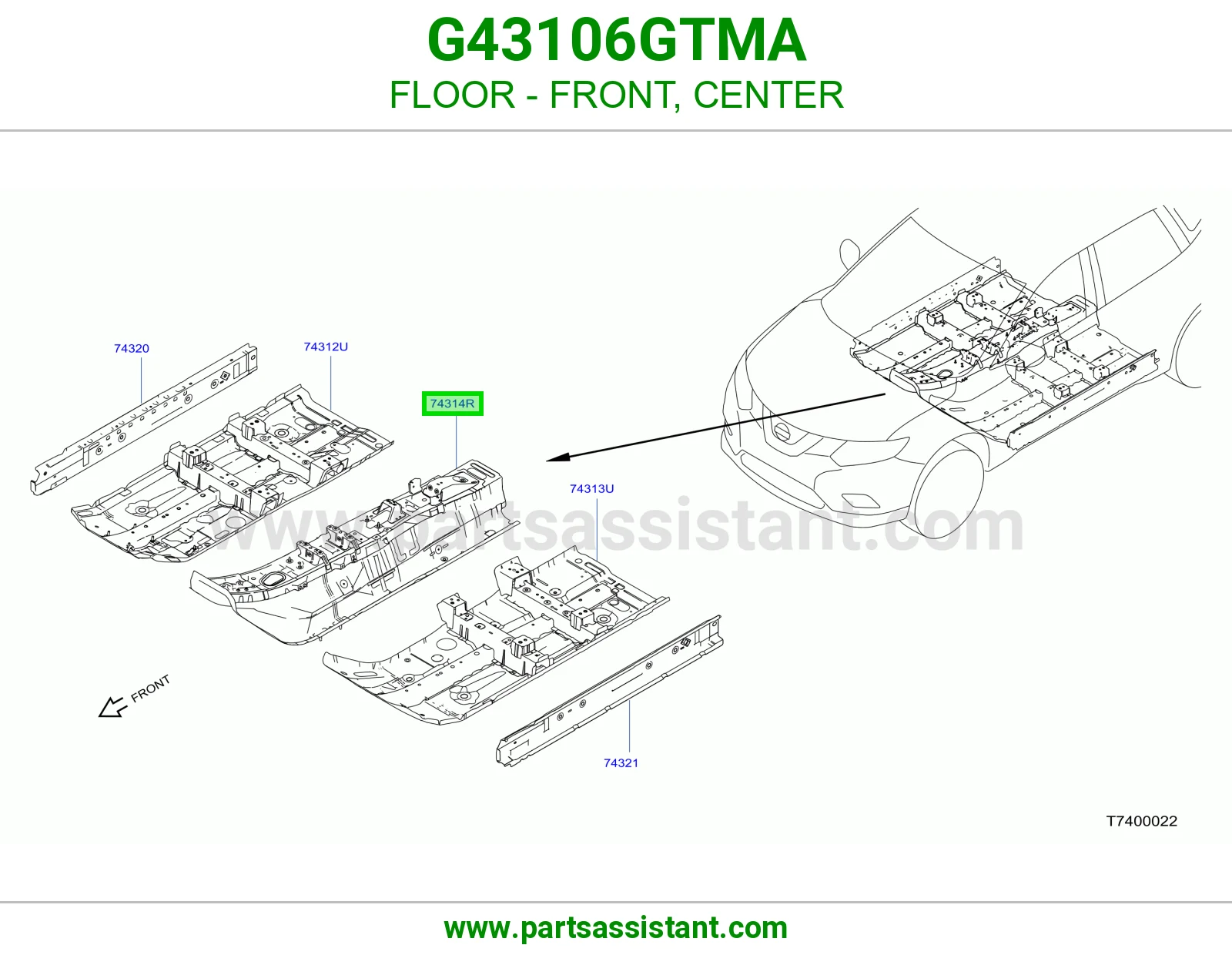أرضية أمامي وسط G43106GTMA