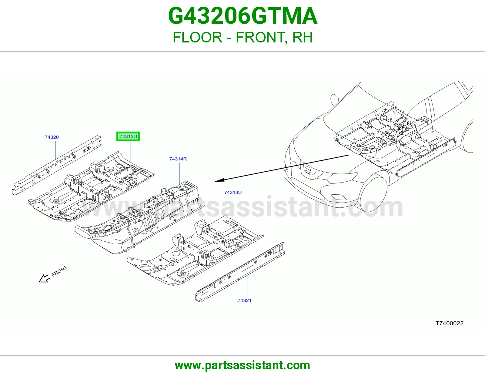 أرضية أمامي يمين G43206GTMA