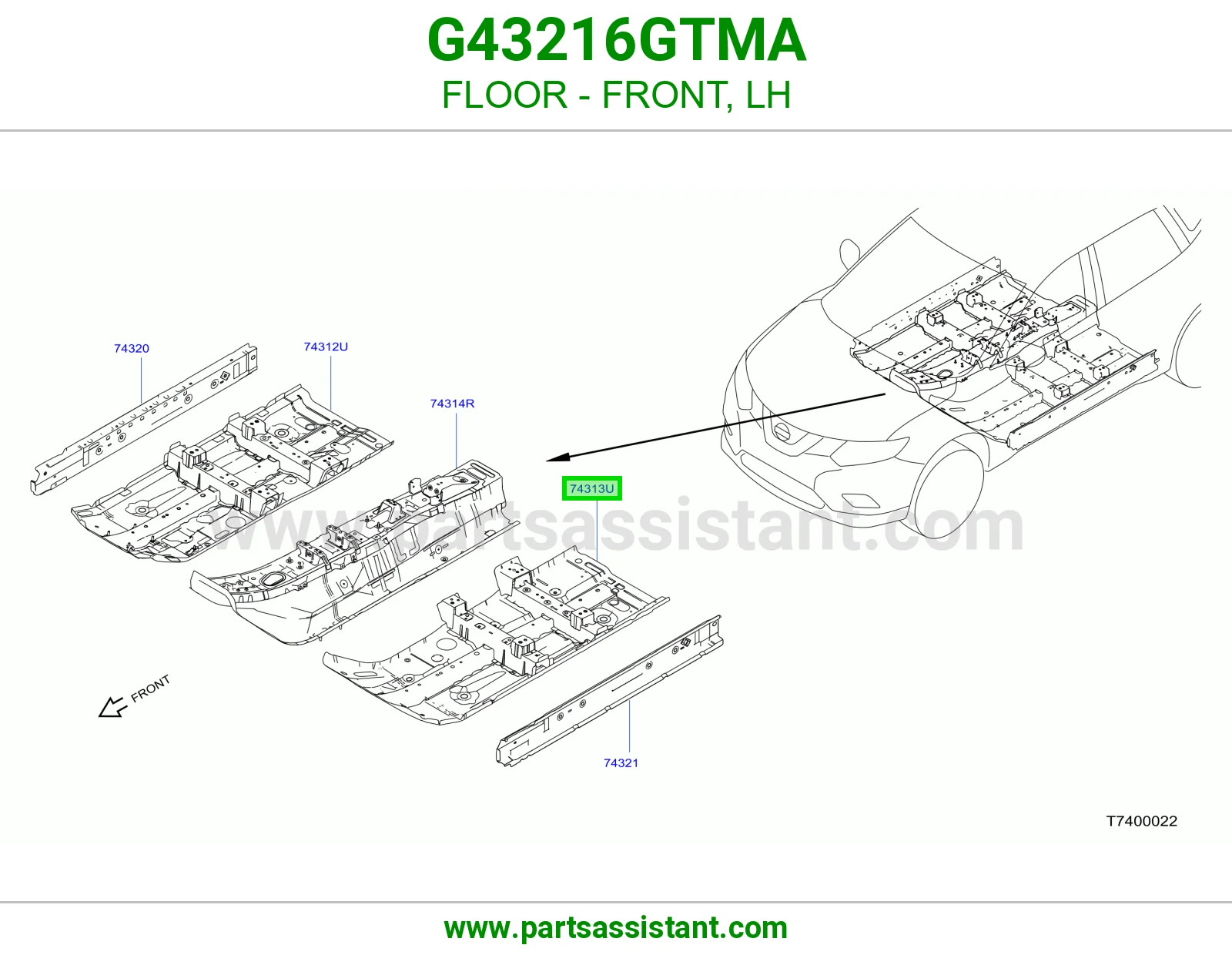FLOOR - FRONT, LH G43216GTMA