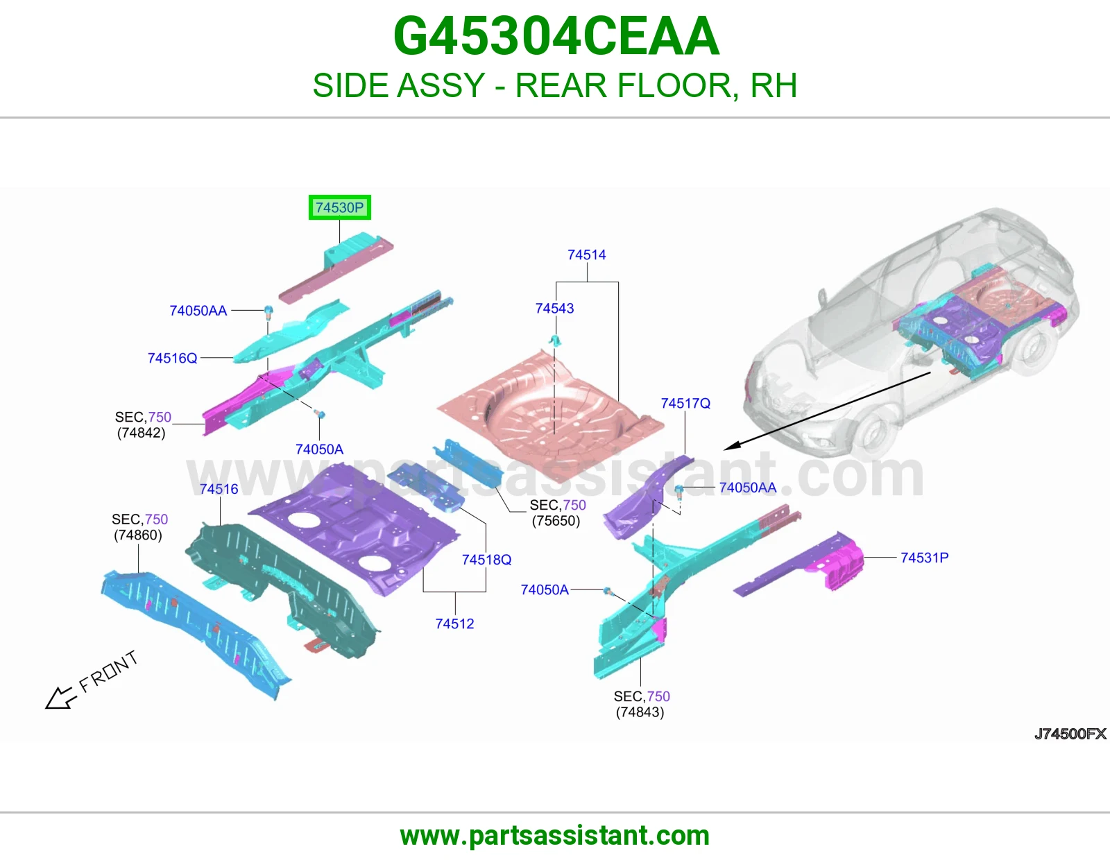 جنب أرضية خلفية يمين كامل G45304CEAA