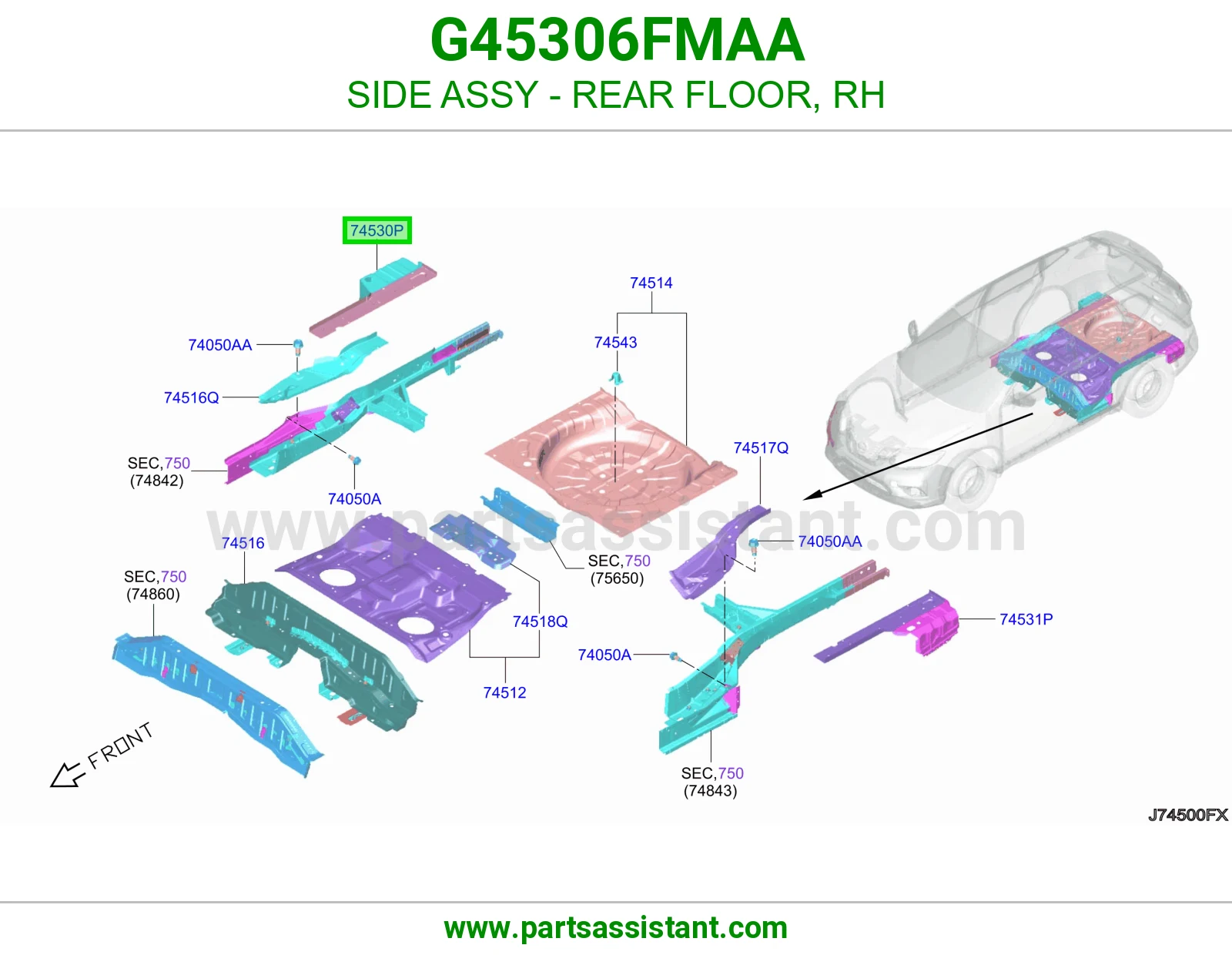 جنب أرضية خلفية يمين كامل G45306FMAA