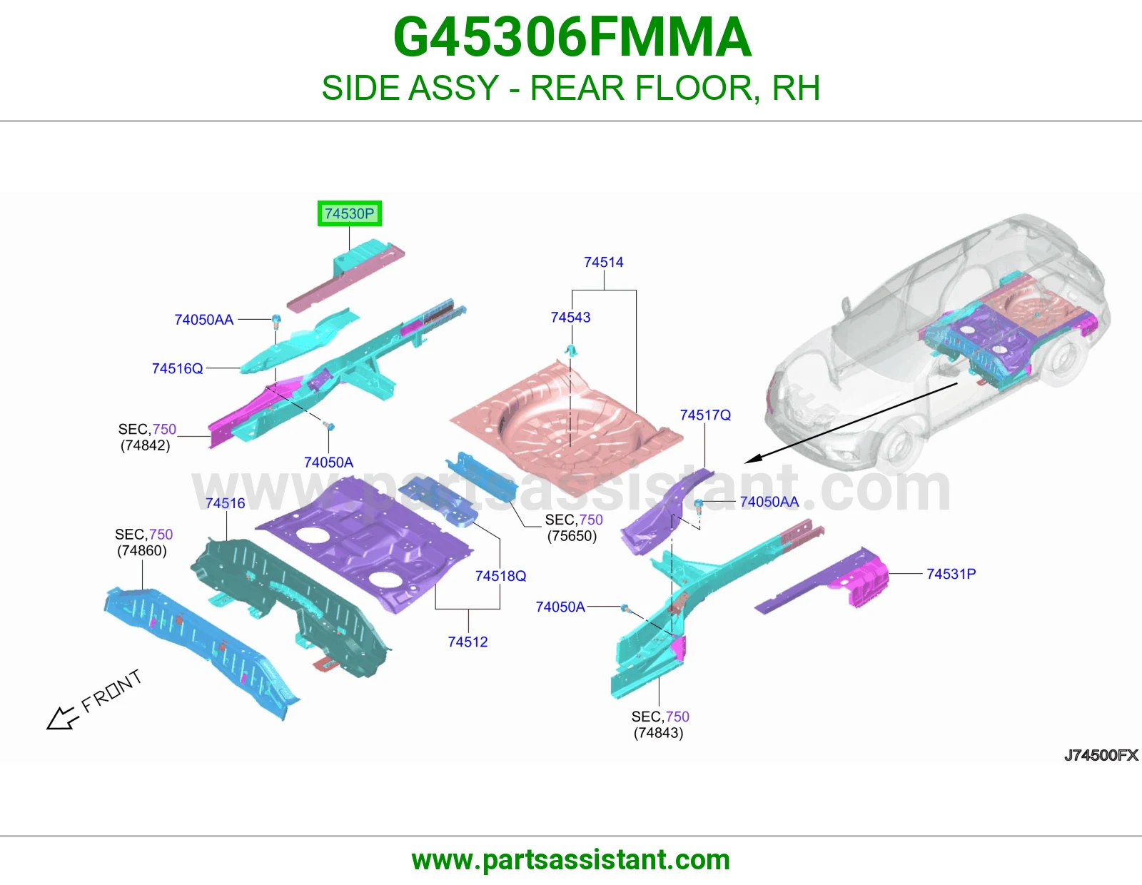 جنب أرضية خلفية يمين كامل G45306FMMA