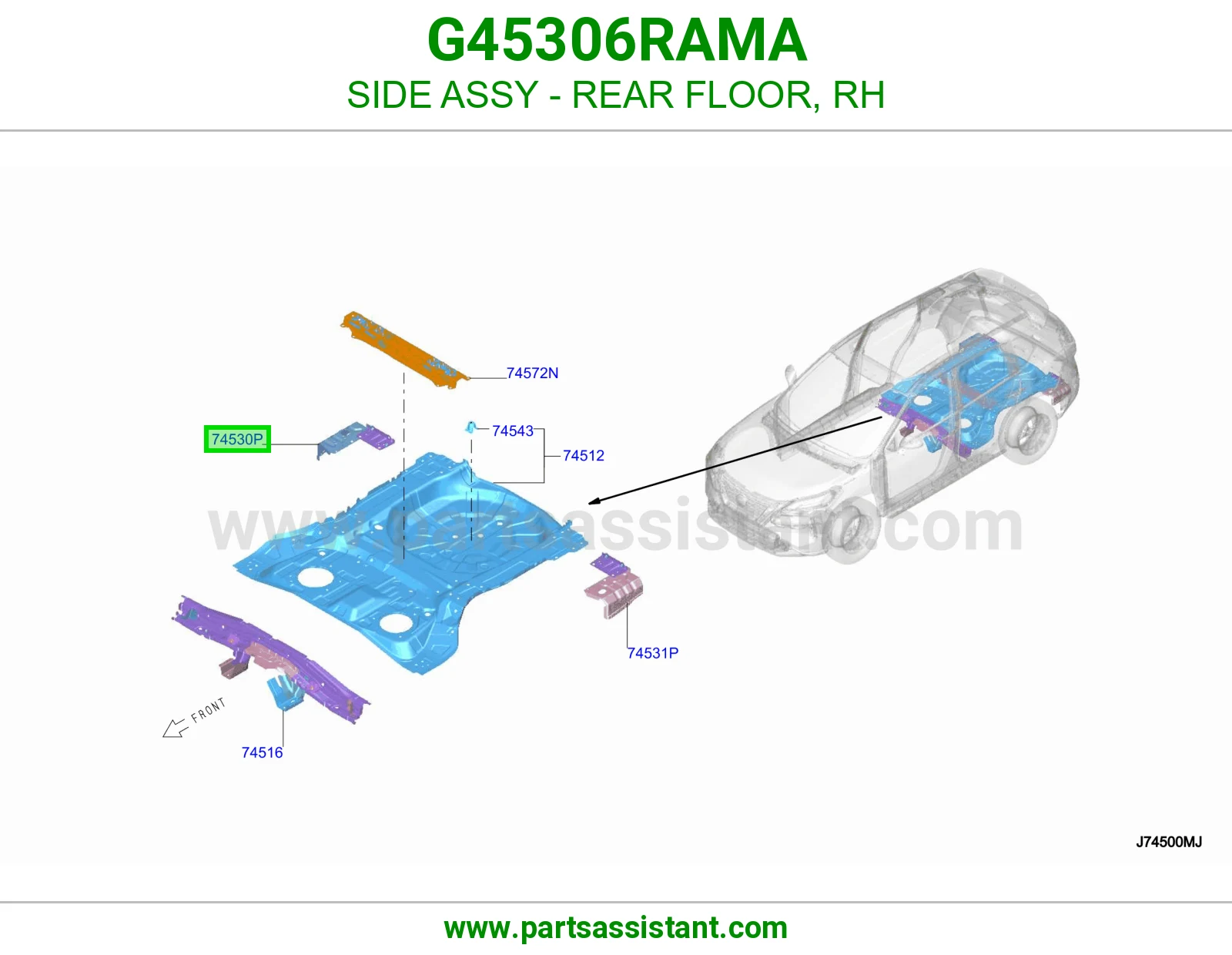 جنب أرضية خلفية يمين كامل G45306RAMA