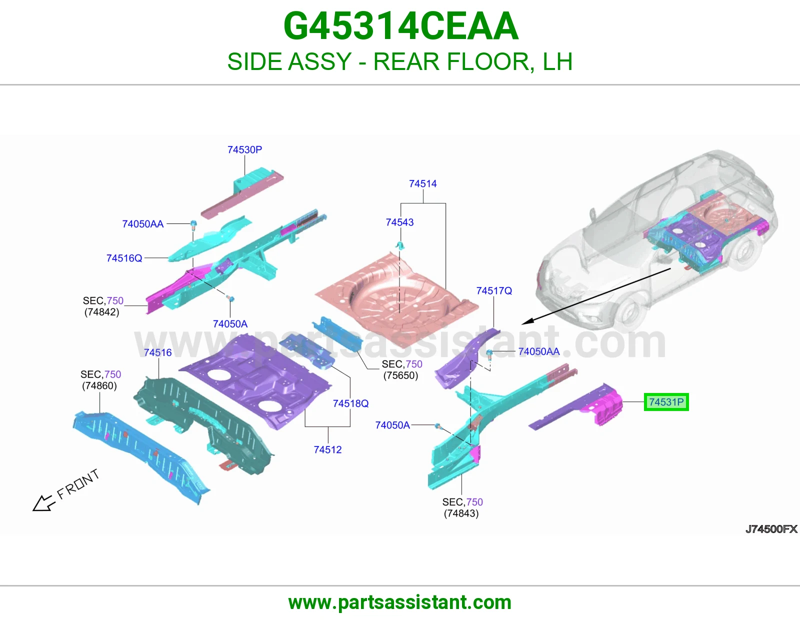 جنب أرضية خلفية يسار كامل G45314CEAA