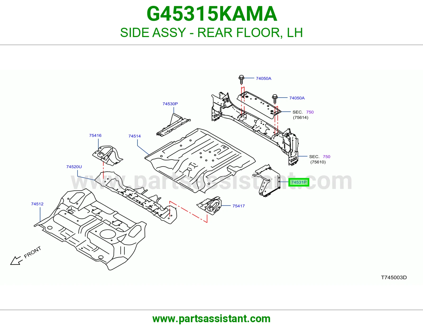 جنب أرضية خلفية يسار كامل G45315KAMA