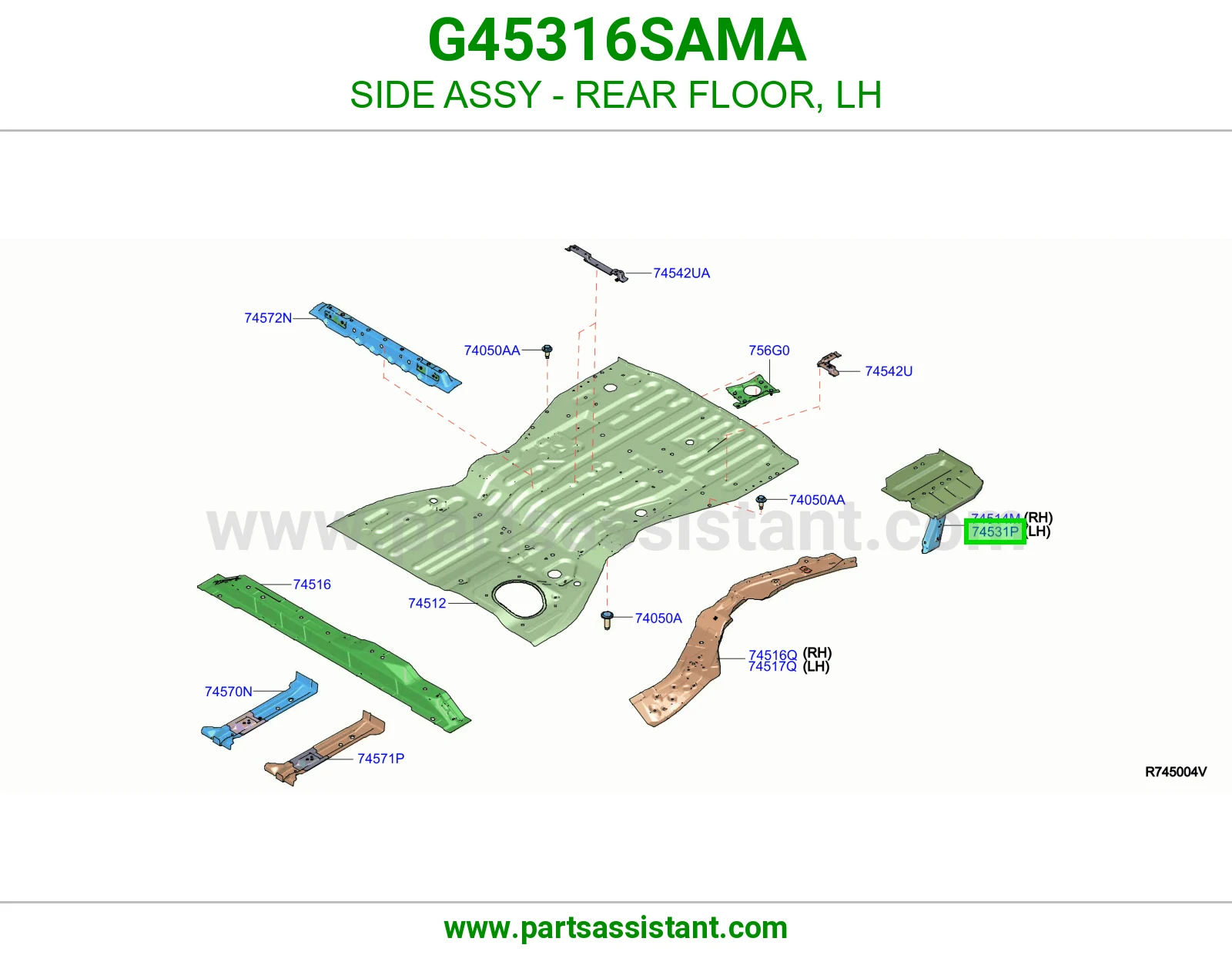 جنب أرضية خلفية يسار كامل G45316SAMA