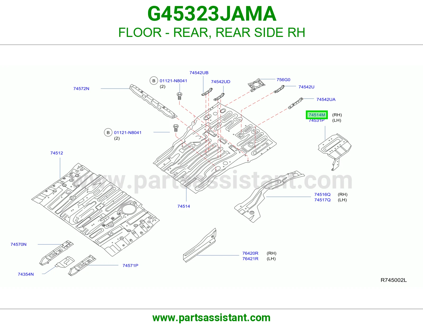 أرضية خلفي يمين G45323JAMA