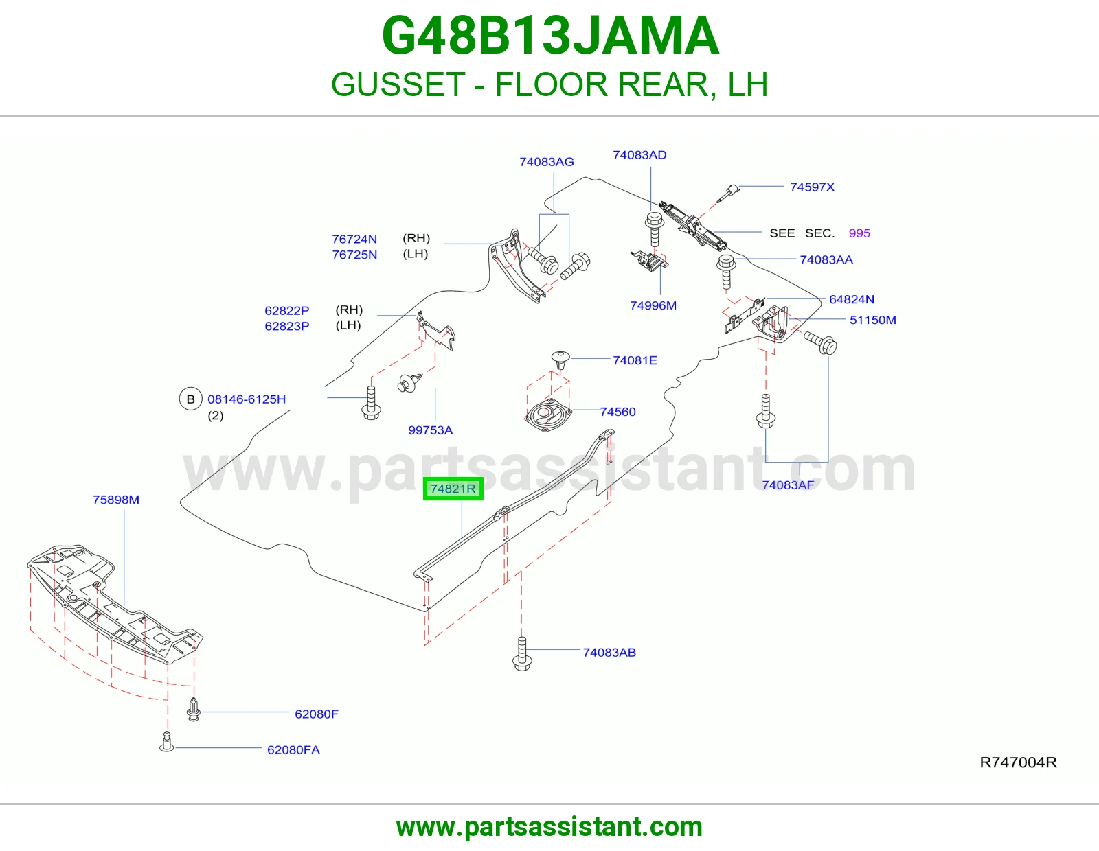 زاوية تقوية أرضية خلفية يسار G48B13JAMA