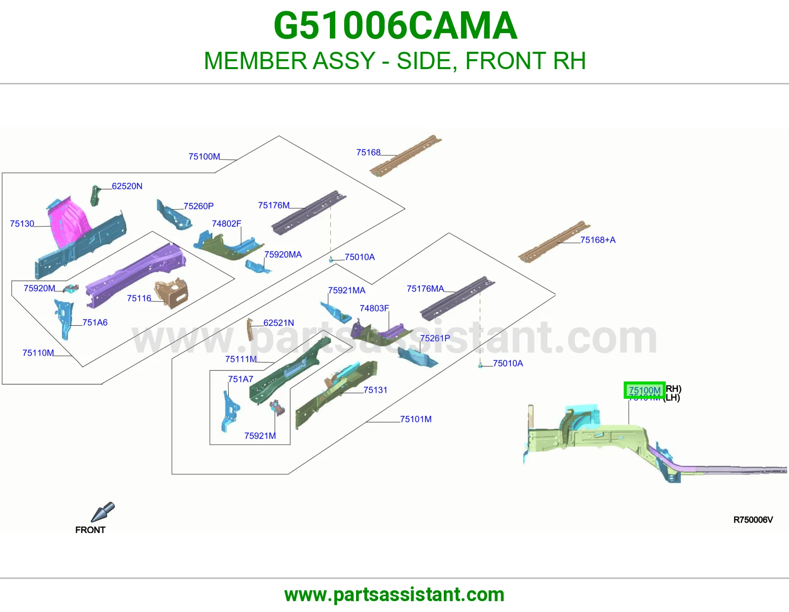 كمر جانبي أمامي يمين كامل G51006CAMA