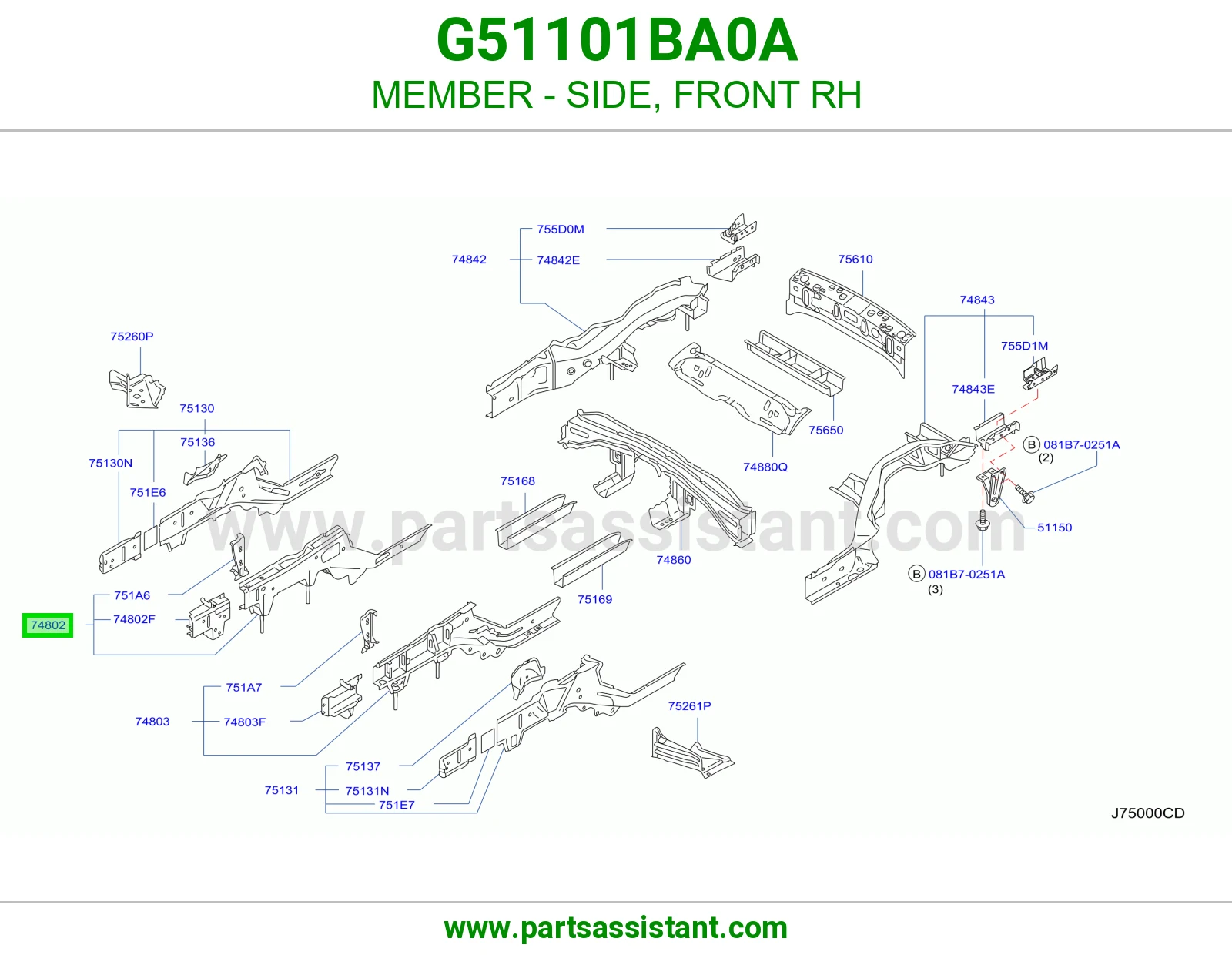 جسر جانبي أمامي يمين G51101BA0A