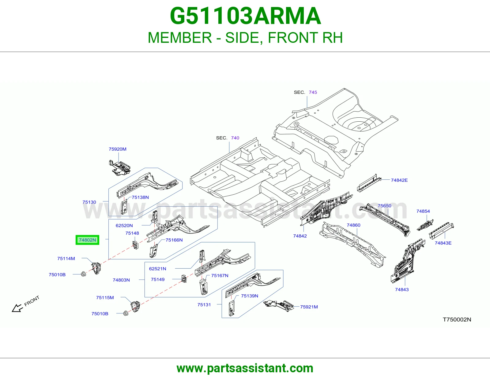 كمر جانب أمامي يمين كامل G51103ARMA