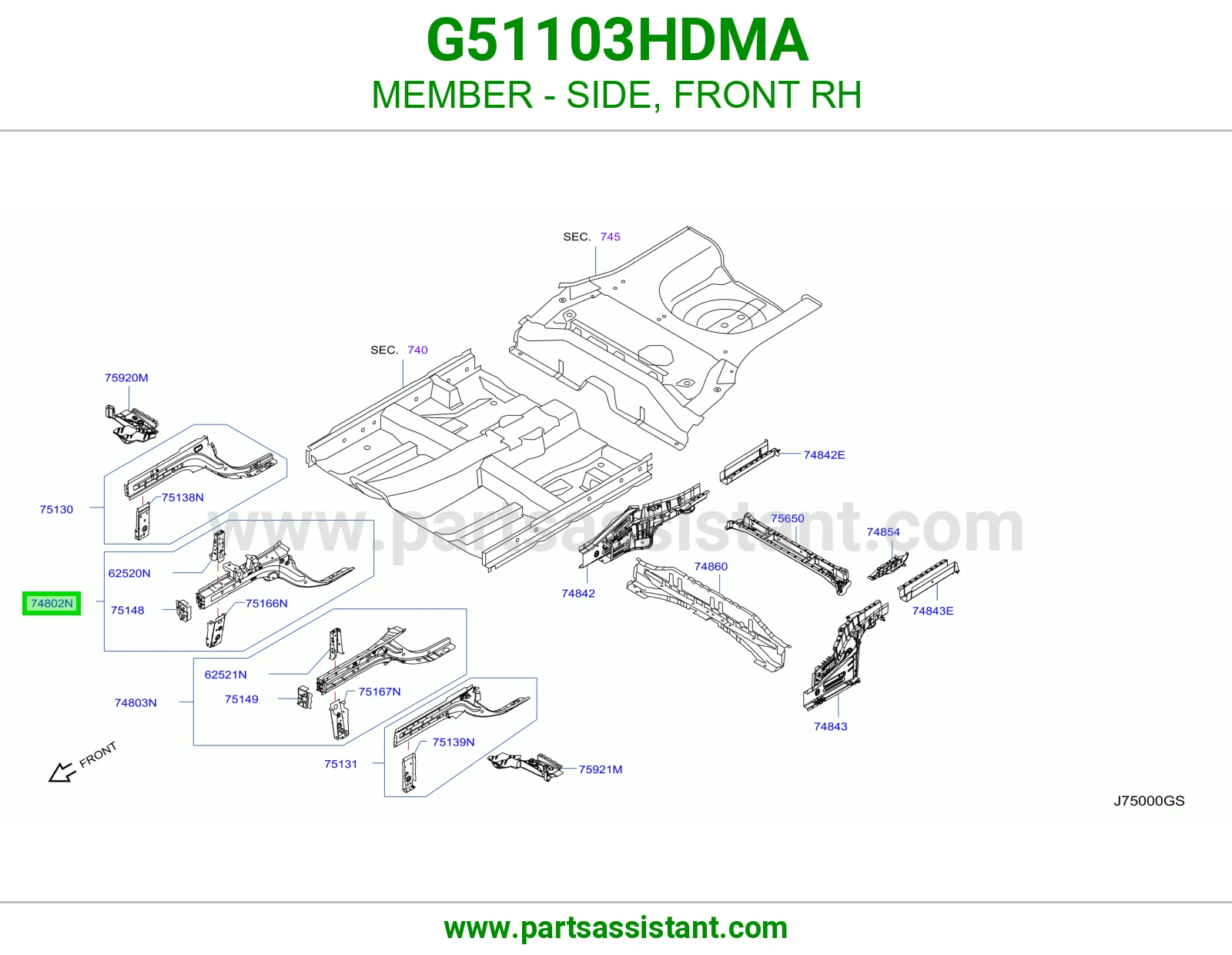 جسر جانبي أمامي يمين G51103HDMA