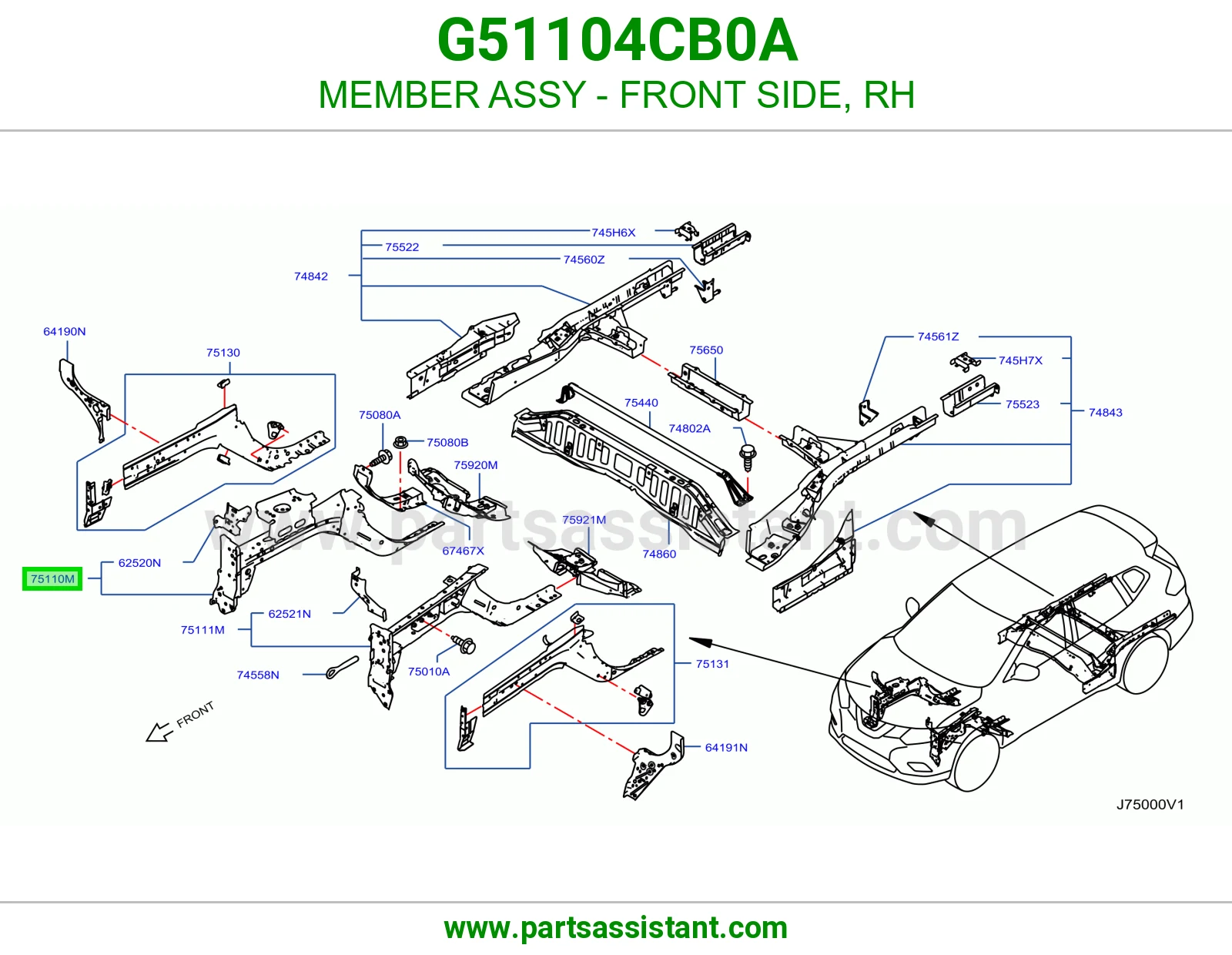 كمر جانب أمامي يمين كامل G51104CB0A
