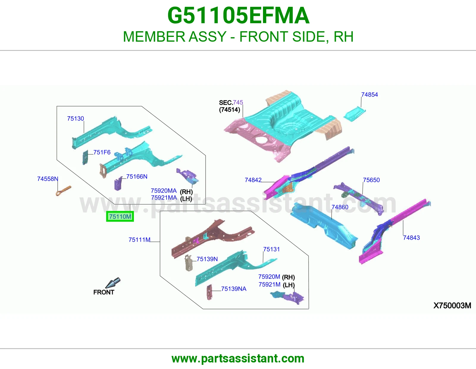 كمر جانب أمامي يمين كامل G51105EFMA