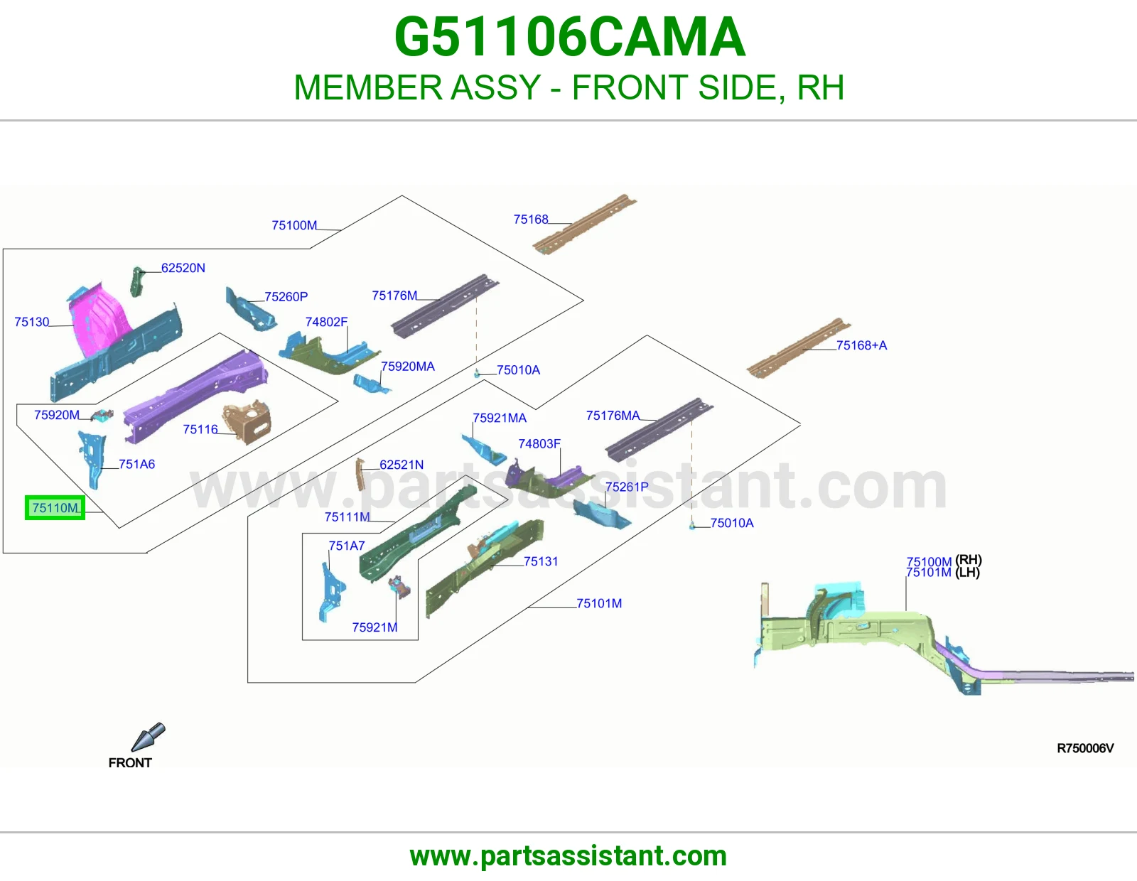 كمر جانب أمامي يمين كامل G51106CAMA