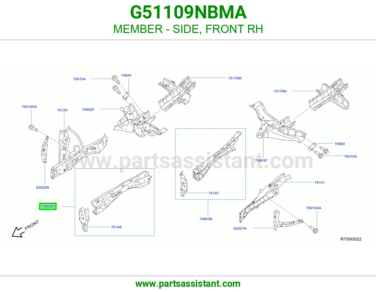 جسر جانبي أمامي يمين G51109NBMA