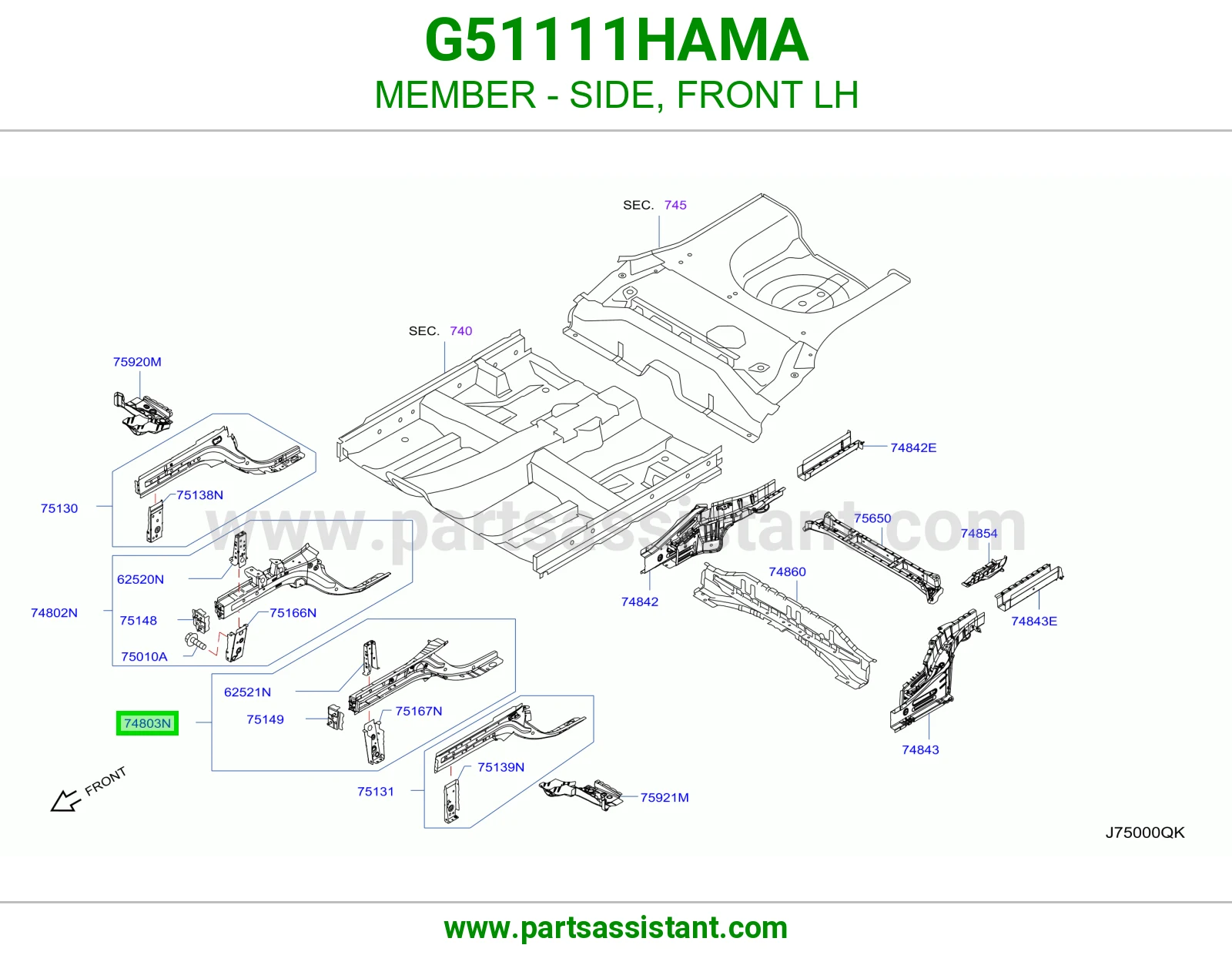 كمر جانب أمامي يسار كامل G51111HAMA