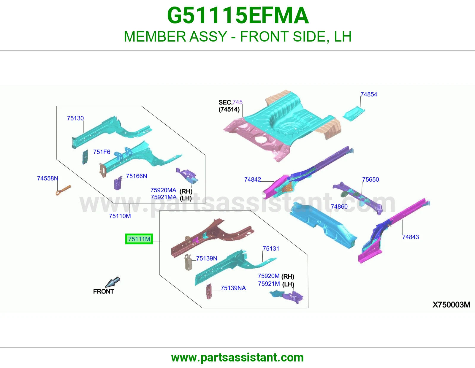 كمر جانب أمامي يسار كامل G51115EFMA