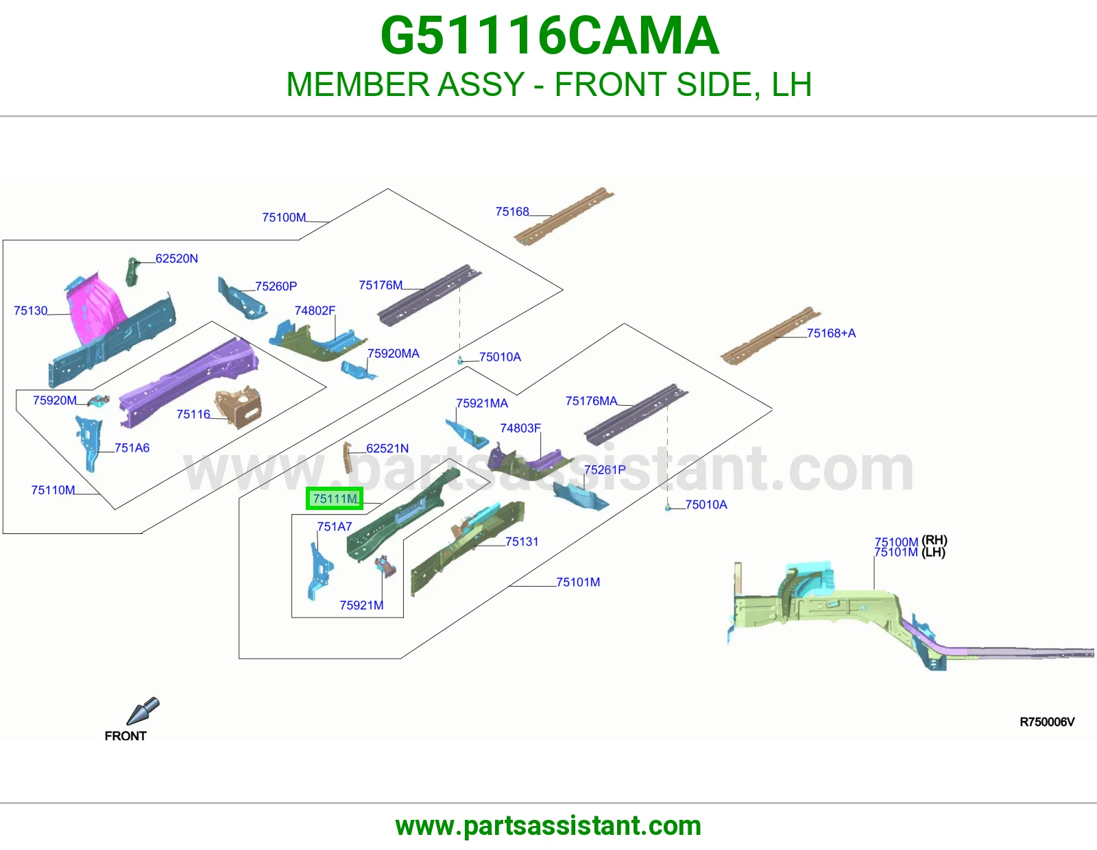 كمر جانب أمامي يسار كامل G51116CAMA