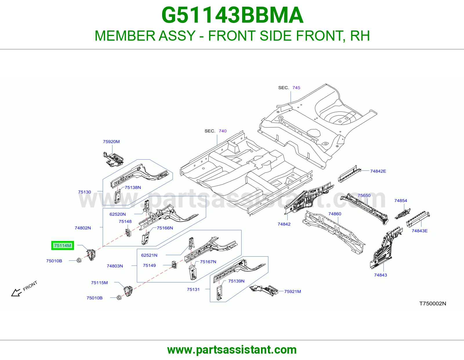 كمر جانبي أمامي جهة الأمام يمين كامل G51143BBMA