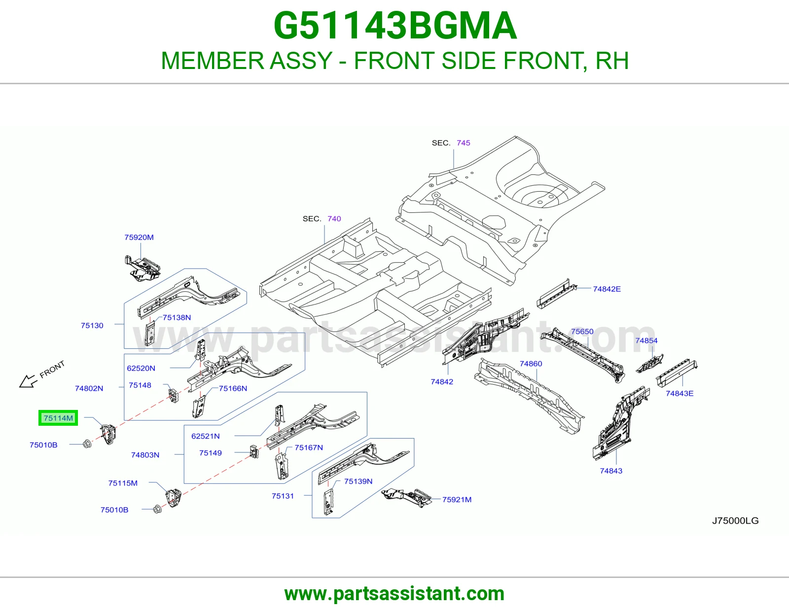 كمر جانبي أمامي جهة الأمام يمين كامل G51143BGMA