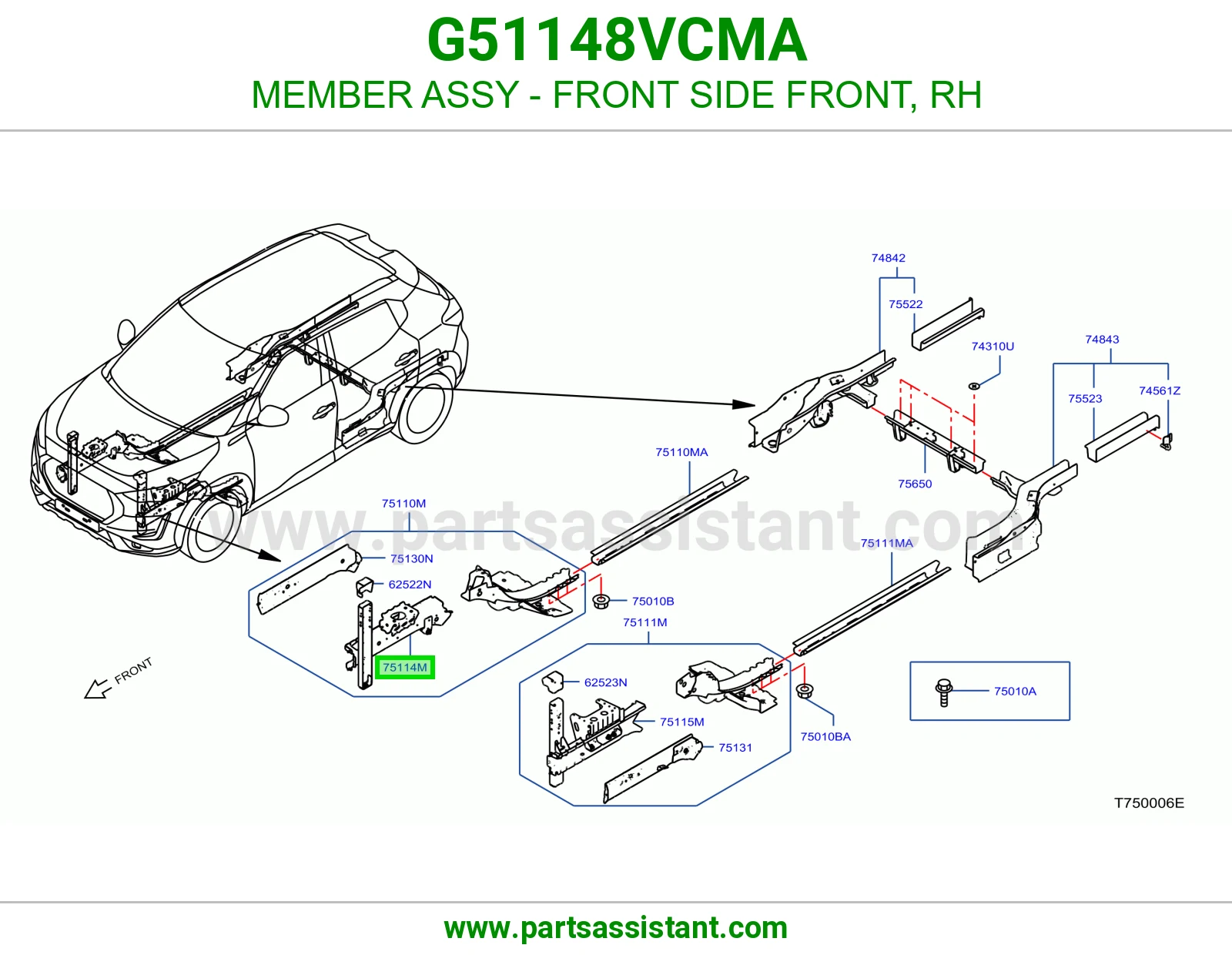 كمر جانبي أمامي جهة الأمام يمين كامل G51148VCMA