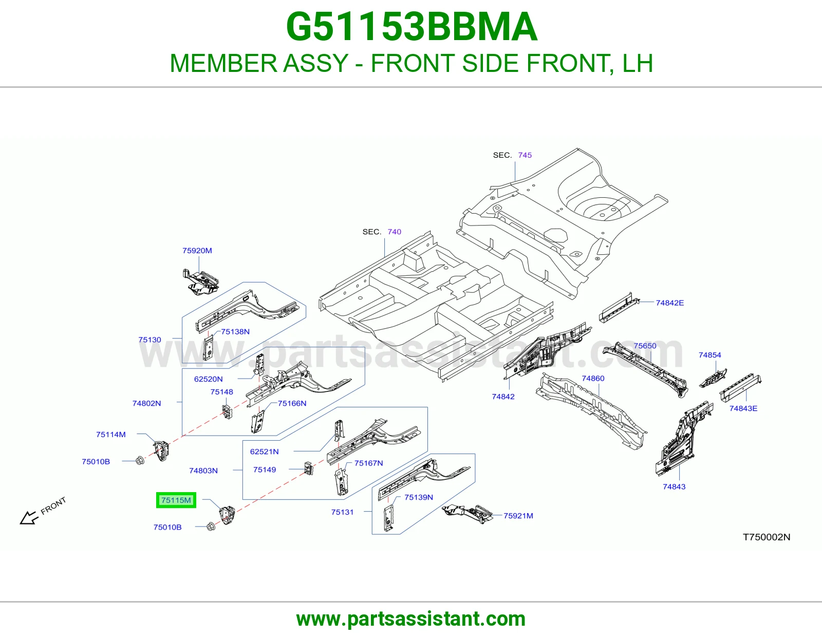 كمر جانبي أمامي جهة الأمام يسار كامل G51153BBMA